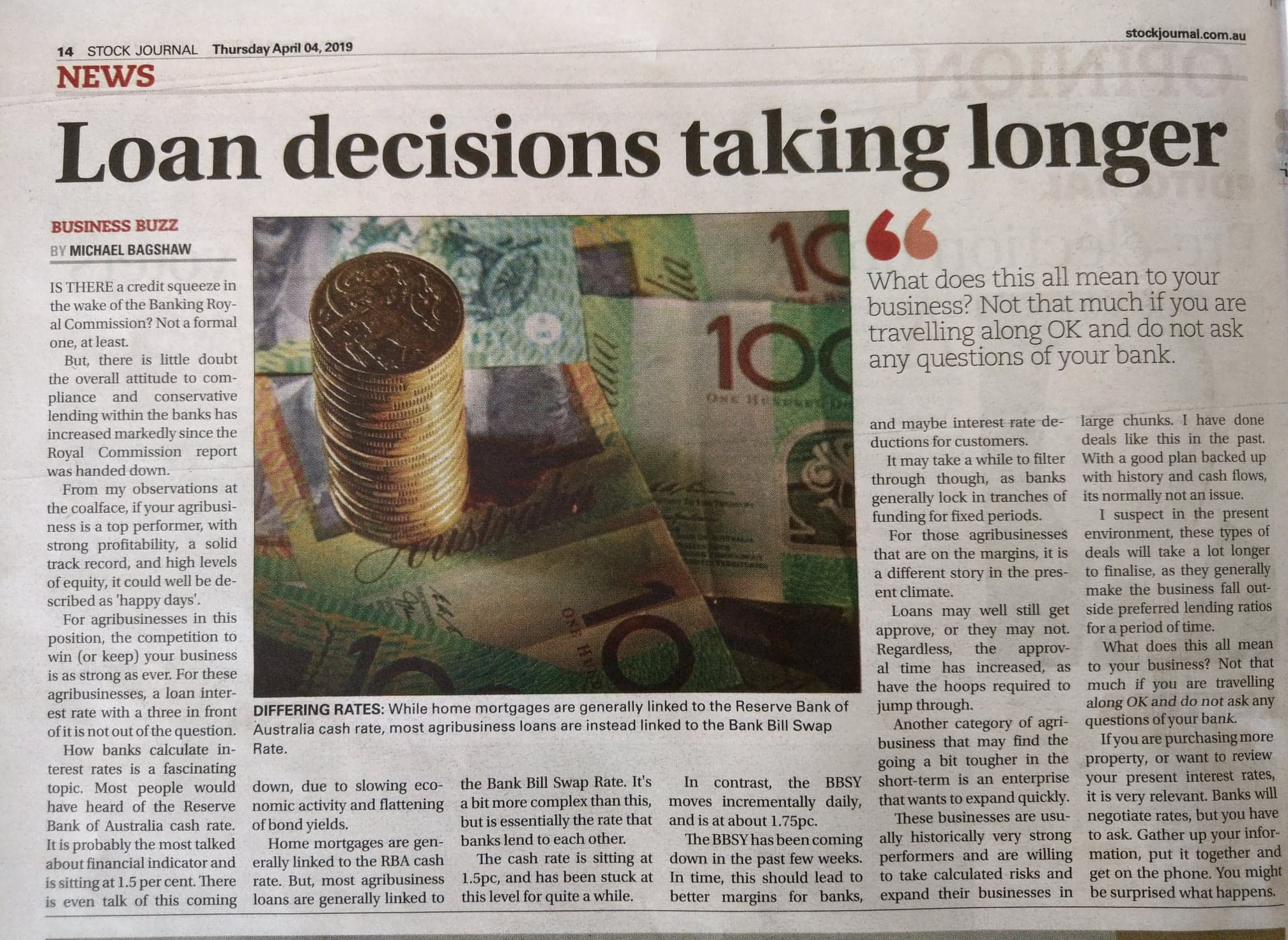 "Loan Decisions Taking Longer" - Published in Stock Journal 4/4/19 2 Loan Decisions Taking Longer22 Published in Stock Journal 4419